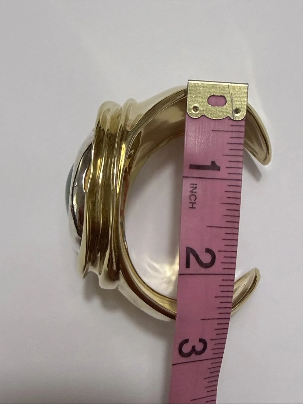 RLM Studio Sterling Silver And Brass Large Cuff Bracelet With An Oval Stone